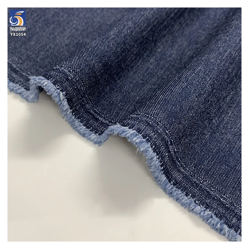 YX1054 200gsm 79 Rayon 18 Cotton 3 Spandex Blend Material Blue Denim Fabric Jeans Double Yarn Twill Denim Summer Pants Fabric