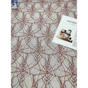 YX153  Wholesale Halloween Tulle Fabric by the Yard Purple Spiderweb Design 100% Polyester Mesh Jacquard Fabric for Halloween