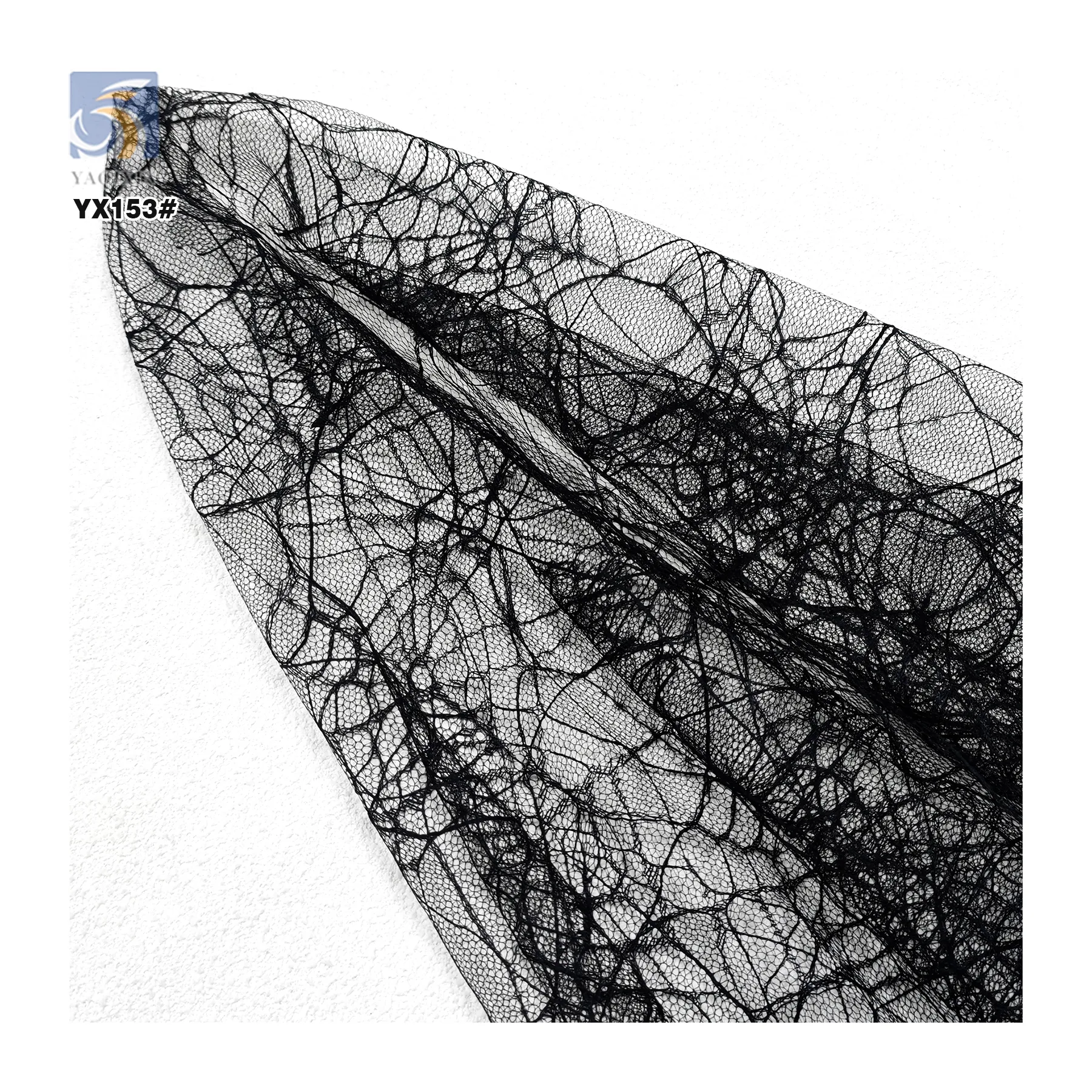YX153  Wholesale Halloween Tulle Fabric by the Yard Purple Spiderweb Design 100% Polyester Mesh Jacquard Fabric for Halloween