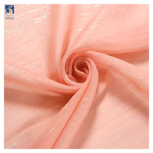 YX1260 110gsm New Summer Solid Woven Medium Thickness 100% Polyester Wrinkled Lurex Chiffon Fabric for Garments