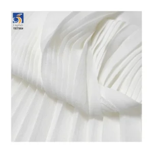 YX796 120gsm High Quality Pearl Chiffon Pleated Fabric Pure White Polyester Woven 1CM Accordion Wrinkled Pleats Fabric
