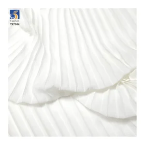 YX796 120gsm High Quality Pearl Chiffon Pleated Fabric Pure White Polyester Woven 1CM Accordion Wrinkled Pleats Fabric