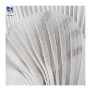 YX796 120gsm High Quality Pearl Chiffon Pleated Fabric Pure White Polyester Woven 1CM Accordion Wrinkled Pleats Fabric