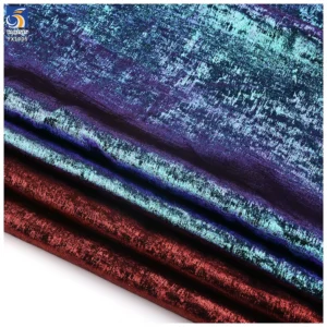YX1006-1 Luxury Glossy Shiny Satin Velvet Fabric for Party Dress Gold Silver Foil Shining Polyester Velvet Chiffon Fabric