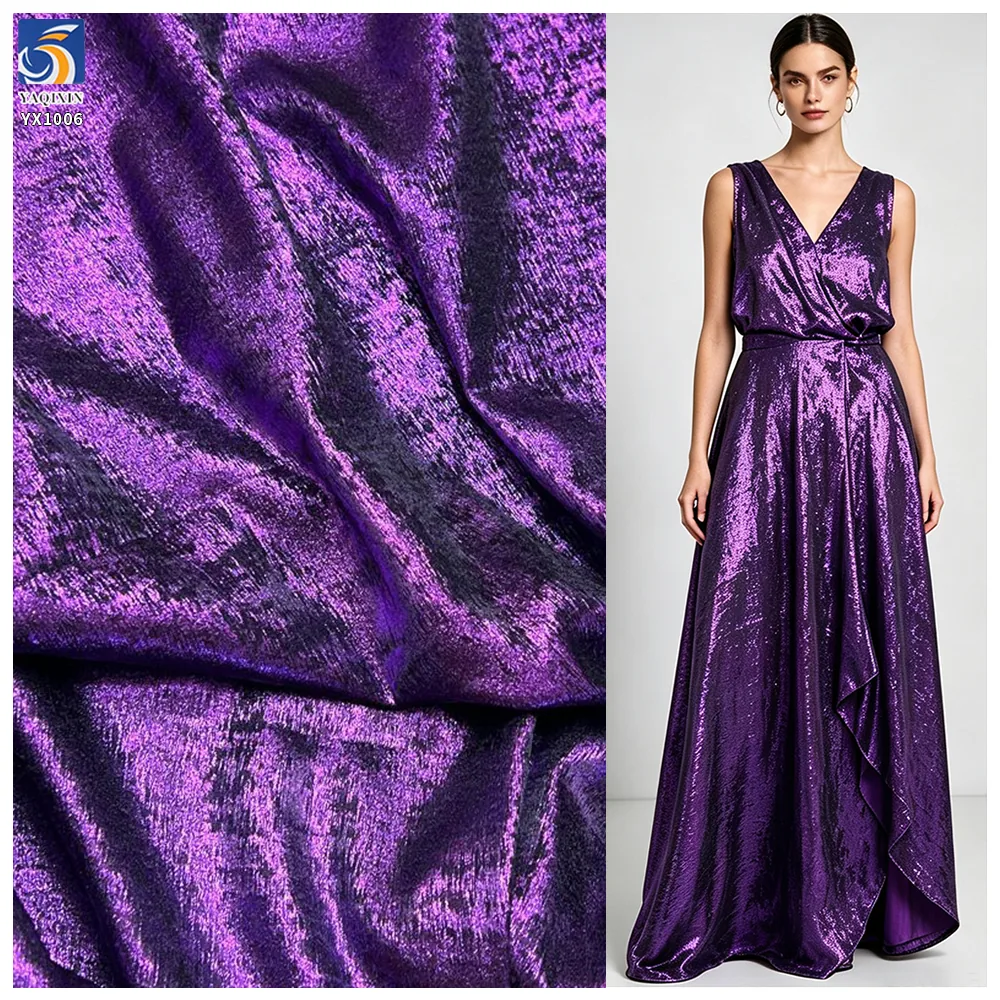 YX1006 Luxury Full Gold Foil Velvet Fabric Soft Metallic Shimmer Velvet for Evening Gown Dress Blouse Wedding Party Garment