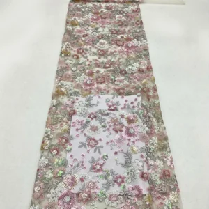 YX673 Luxury Colorful Polyester Floral Embroidery Lace Tulle Fabric for Women's Clothing Embroidered Floral Fabric