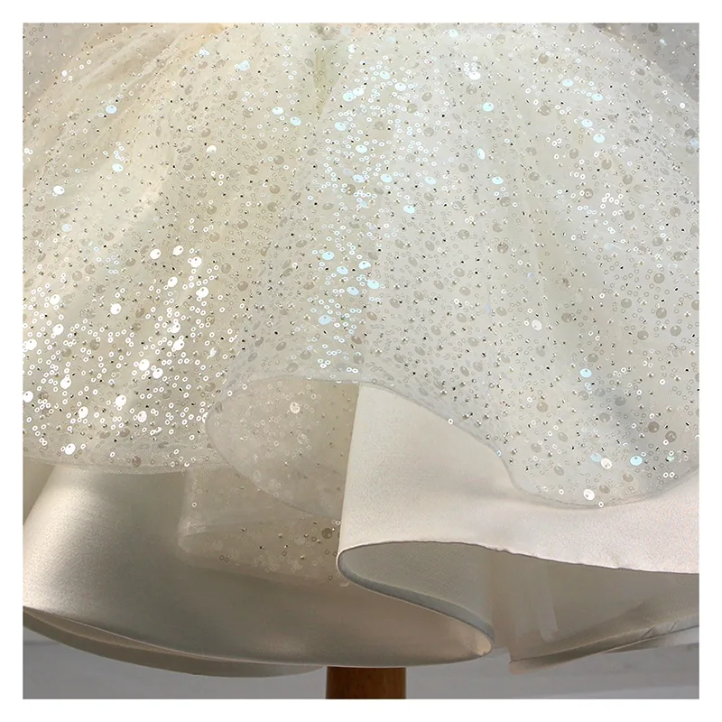 Crystal Sequins Bridal Luxury Embroidery Beads Wedding Tulle White Beaded Lace Fabric
