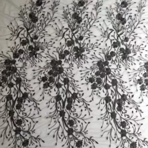 2025 Hot Sale Golden Supplier Tulle Embroidery Lace Fabric Floral Grey Bridal Mesh Embroidered Lace Fabric Latest Dress