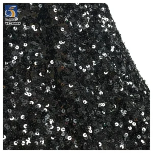YX2644-2 China Sequin Fabric Low Moq Cheap Black Spandex Stretch Sequin Fabrics for Clothing