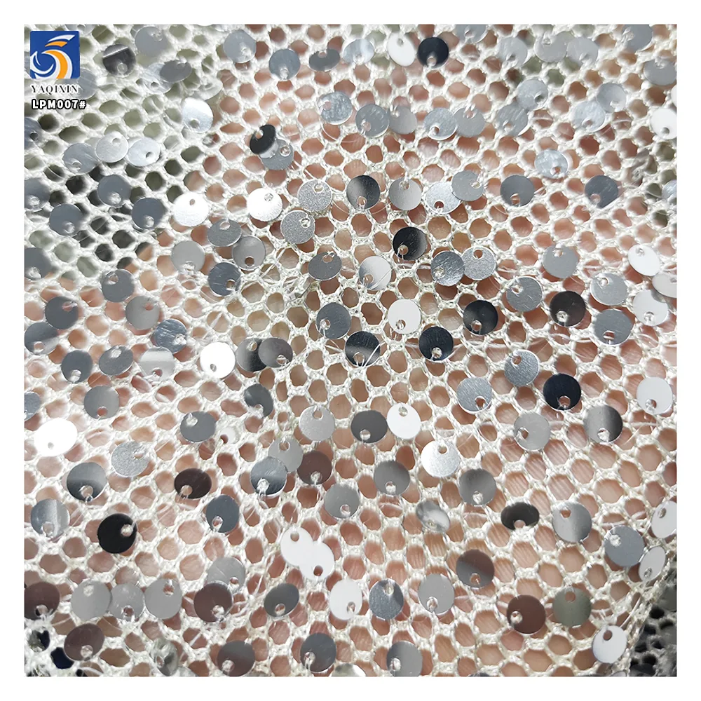 Multi Color Textiles Fabric Mesh Sequin Clothing Fabrics for Dress and Peaty