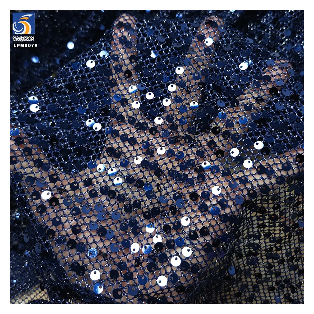 Multi Color Textiles Fabric Mesh Sequin Clothing Fabrics for Dress and Peaty