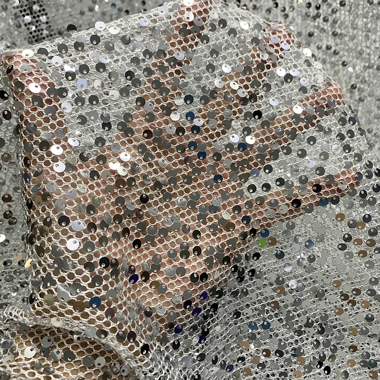 Multi Color Textiles Fabric Mesh Sequin Clothing Fabrics for Dress and Peaty