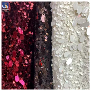YX1248 2026 Seed-Shaped 5mm Sequins New Design Fabric Velvet Base Embroidery Colorful Sequin Fabric for Fashionable Dress