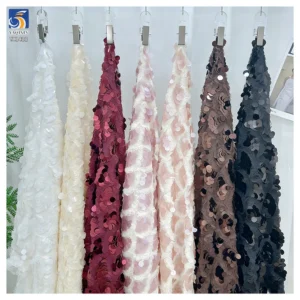 YX1422 280gsm Newly Launched White Fish Scale Design 10mm Big Transparent Sequins Fabric for Fashion Women's Skirt