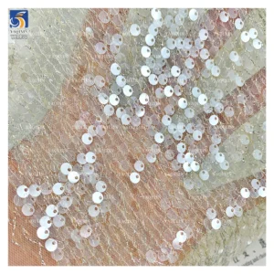 YX1132 High-Quality Glitter Knitted Mesh Transparent Sequin Fabric 5mm Size Sequins Fabrics and Textiles for Women's Clothing