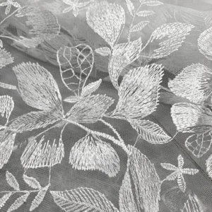 YX1278 10 Yards Low Price Cheap White Tulle Fabric Lace Water-Soluble Embroidery Leaf Pattern Lace Fabric for Chinese Brides