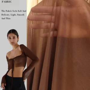 YX333 Wholesale 4 Way Stretch Power Net Mesh Fabric Breathable Nylon Spandex Elastic Tulle Sheer Skin Tone Dresses 4 Knitting