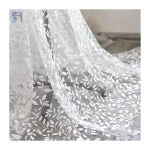 YX2738 Hot Sales China Wholesale Embroidery Mesh Lace Fabric Willow Leaf Design White Lace Bridal Fabric