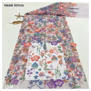 YX2146 YAQIXIN Golden Supplier YX2146 Multi-Color Floral Embroidery Material Fabric Mesh Lace Cheongsam Fabric China Dress