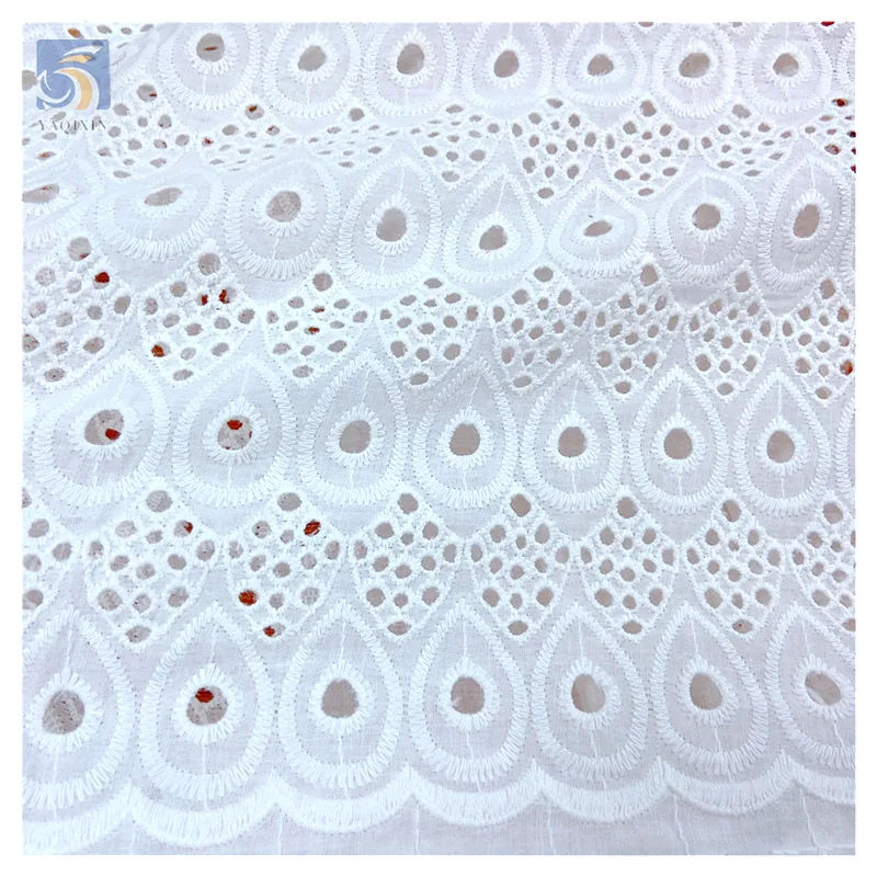 White Dry Lace Fabric 100 Cotton Lace Fabric for African Wedding Eyelet Embroidery Cotton Swiss Voile Lace Fabric