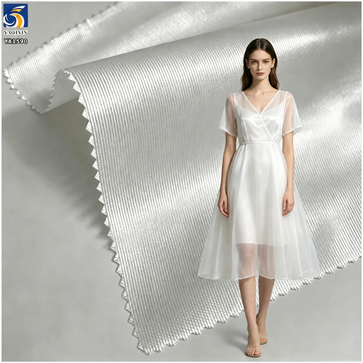 YX1590 Thick Organza Fabric 110GSM Glossy Stiff Material for African Fashion Dresses Gowns and Garment Making