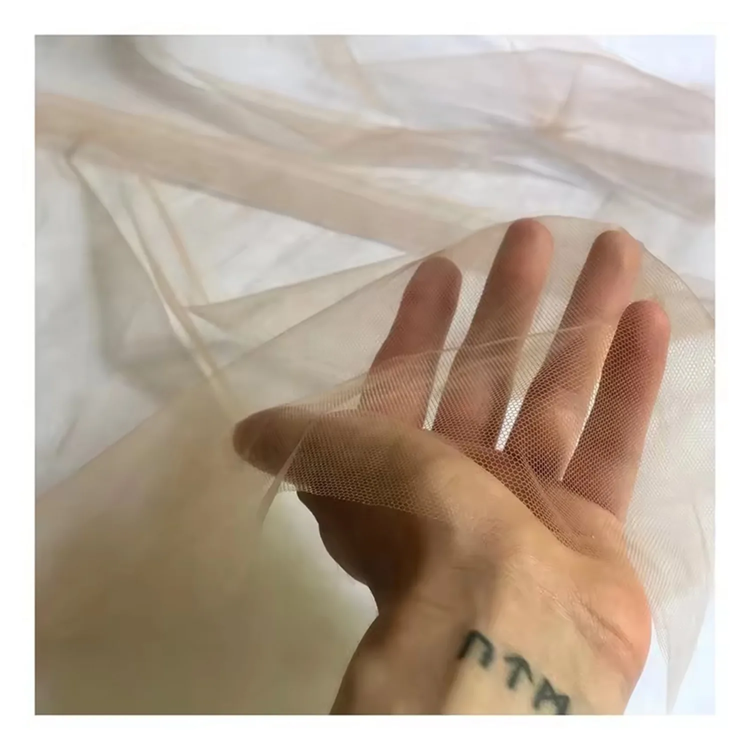 Soft Nude Illusion Tulle Mesh Fabric 100% Polyester Skin Tone Bridal Tulle for Wedding Dresses Gowns