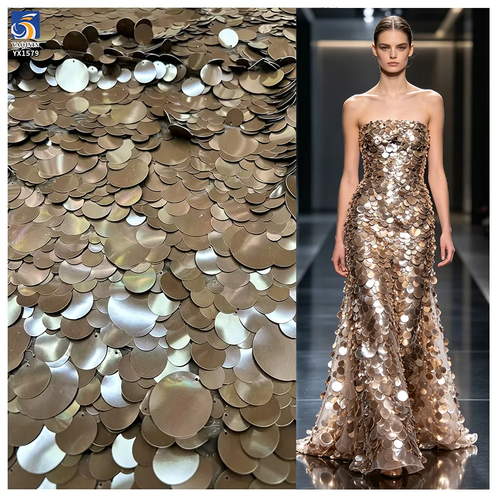 YX1579 600gsm Oversized Sequin Embroidery Fabric for Evening Dresses Gowns Stage Costumes and Fashion Apparel