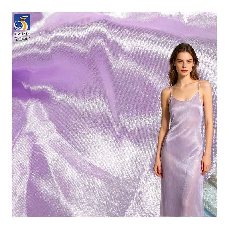 YX897 Wholesale 100% Polyester Glossy Thickened Woven Organza Fabric for Clothing Dance Costumes Minimum Order of 5 Yards