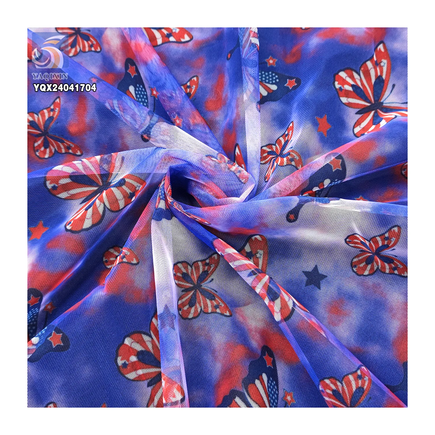 USA Popular Beautiful Butterflies Tulle Fabric for Party Custom 100%Polyester Print Fabric Soft Tulle