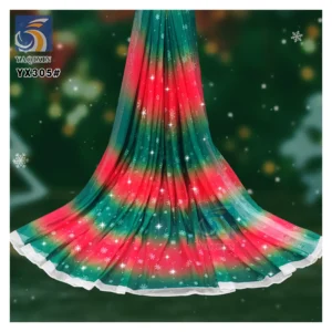 YX305-1 Non-shedding Glitter Rainbow Snowflakes Tulle Fabric Polyester Mesh Christmas Holiday Fabric for Kids