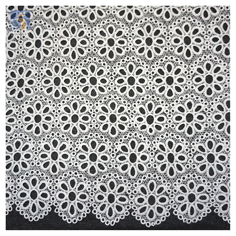 YX2440 Reasonable Price African Lace Fabric White Hollow Out Eyelet Water Soluble Embroidery Milk Silk Lace Fabric