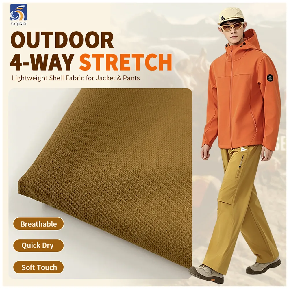 YX2066 240gsm 88 Nylon 12 Spandex 4 Way Stretch Matte Plain Weave Fabric Water Resistant Outdoor Jacket Fabric
