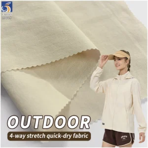 YX2068 150gsm Quick Dry 92% Nylon Stretch Fabric Crinkle Texture 4 Way Stretch for Activewear and Hiking Wear