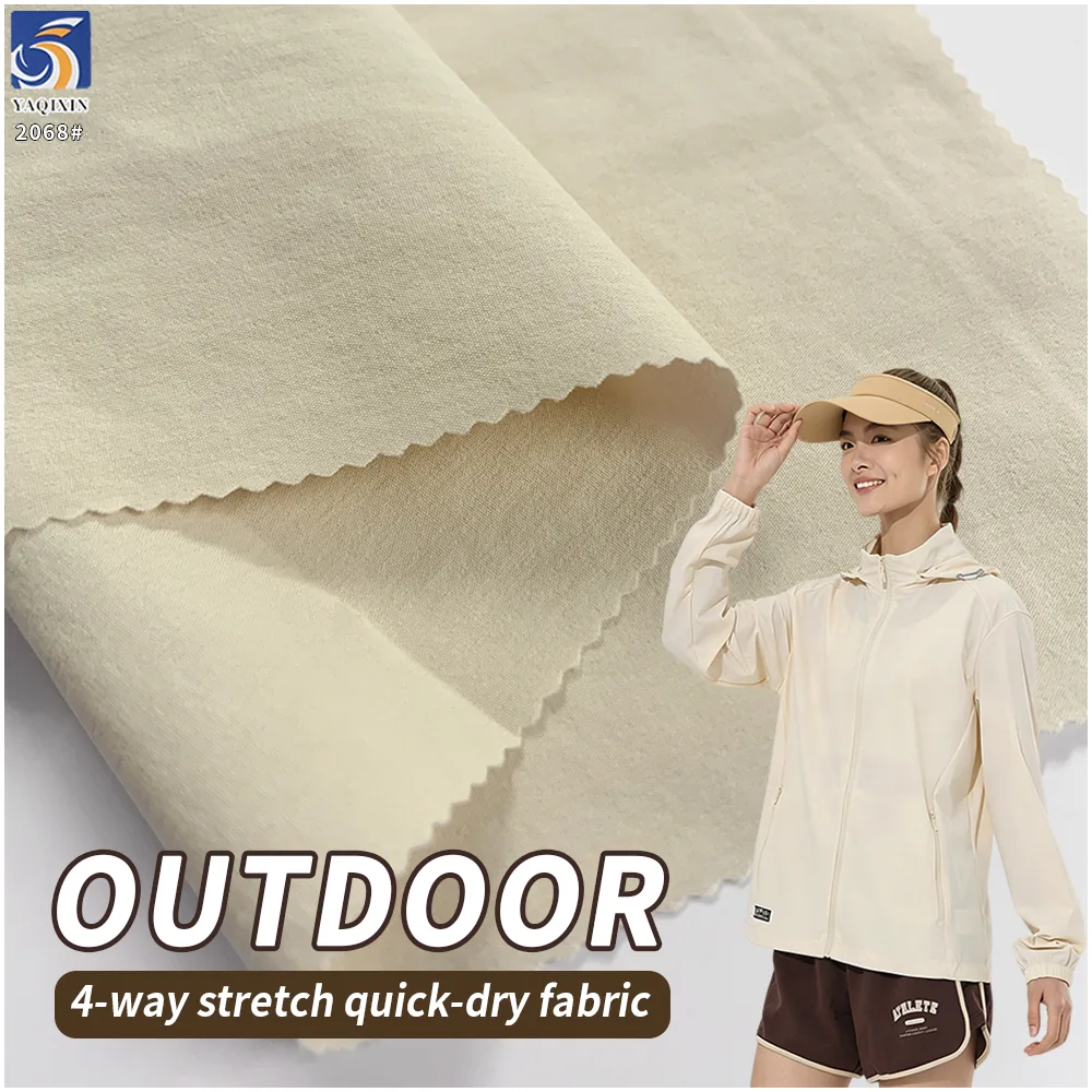 YX2068 150gsm Quick Dry 92% Nylon Stretch Fabric Crinkle Texture 4 Way Stretch for Activewear and Hiking Wear