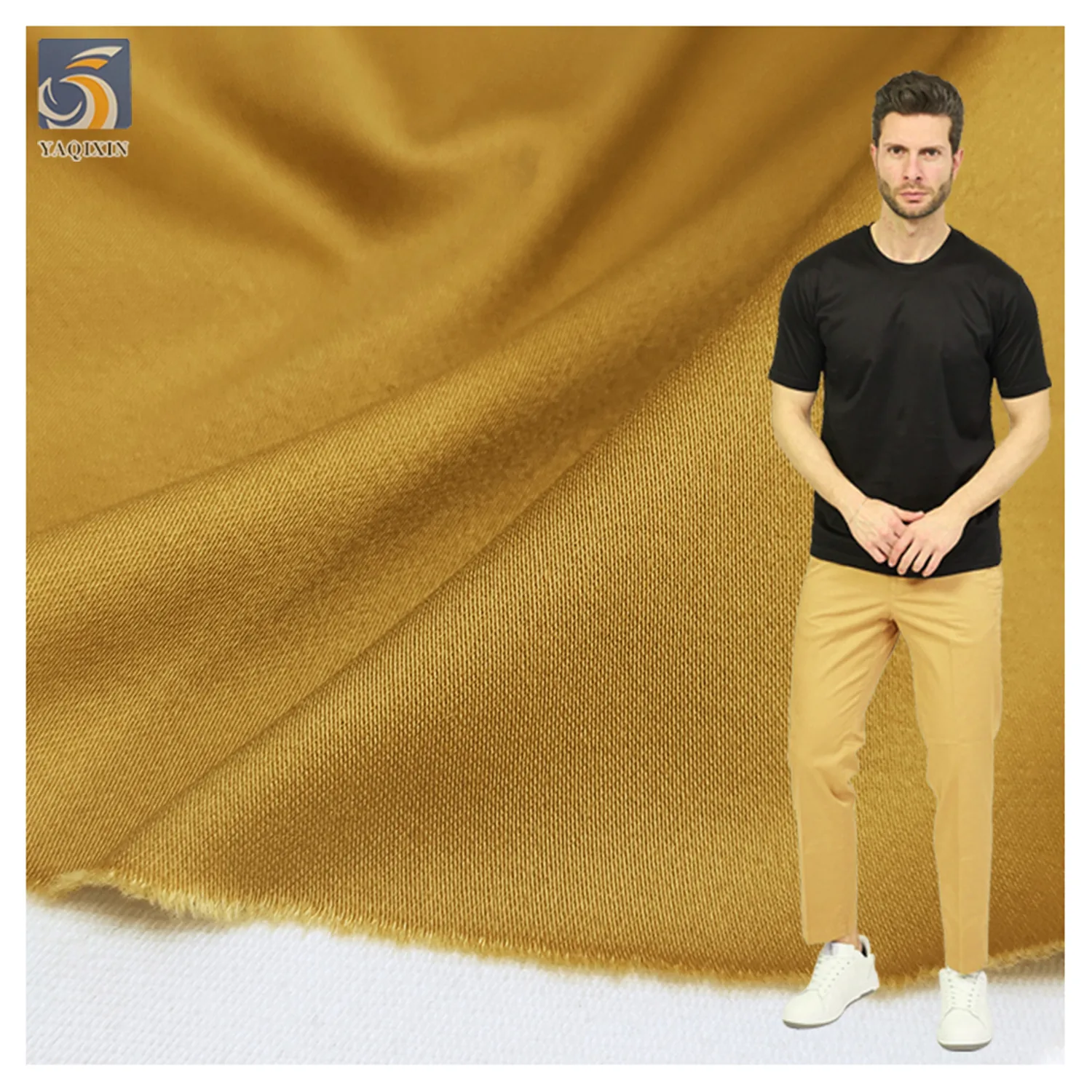 A2026 240gsm Combed Wholesale Khaki Chino Stretch Cotton Mercerized Fabric 50*40 Stretch Spandex Poplin Cotton Fabric