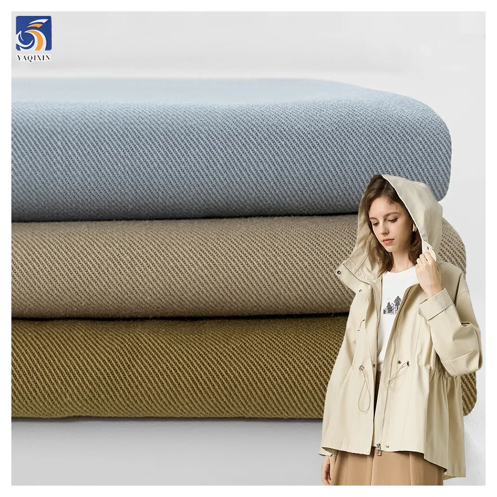 A2473 220g/m 50% Cotton 50% Lyocell Twill Fabric Khaki Polyester Cotton Blend Twill Fabric for Women's Windbreaker Jacket