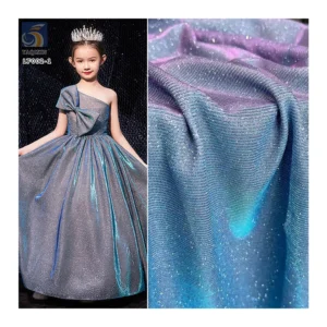 LF002-1 High Quality Glitter 95% Polyester 5% Spandex Lurex Rib Knit Stripe Fabric for Party Dress