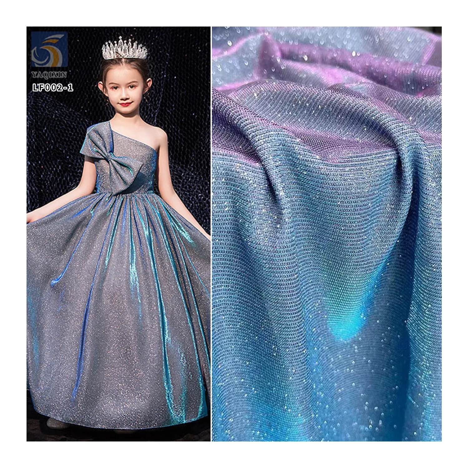 LF002-1 High Quality Glitter 95% Polyester 5% Spandex Lurex Rib Knit Stripe Fabric for Party Dress
