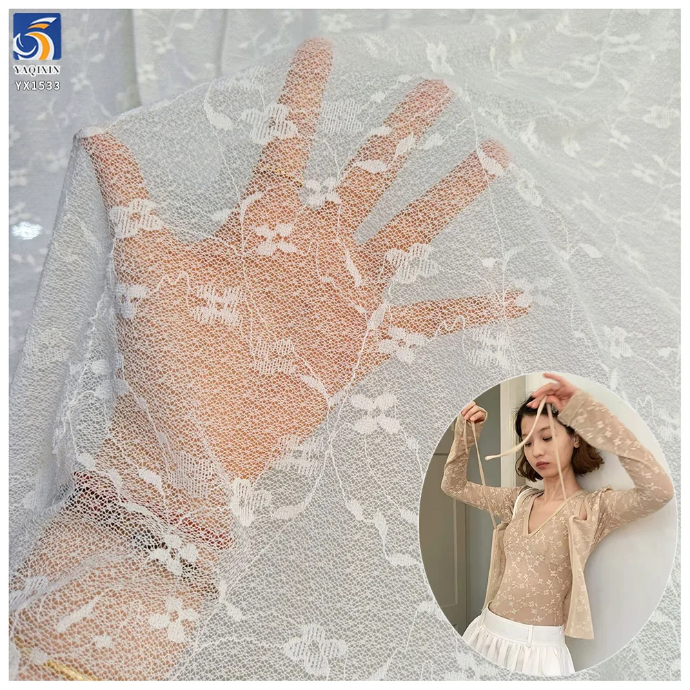 YX1533 Lightweight Floral Jacquard Mesh Lace Fabric for Women's Fashion Garments and Dress Making