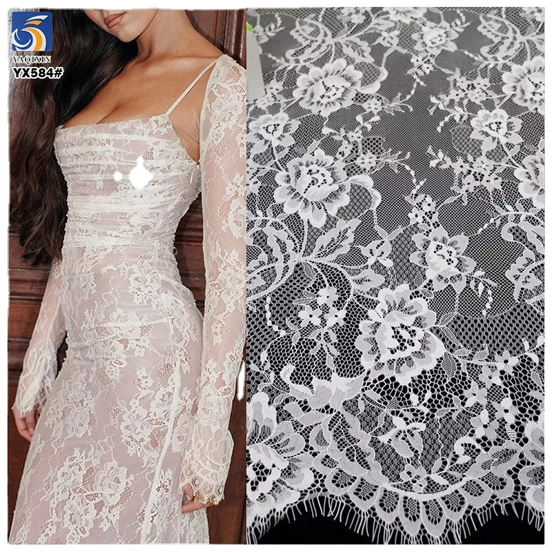 YX584 2026 Support Customized Colors European and American Wedding Lace Fabric Eyelash Lace Fabric for Bride