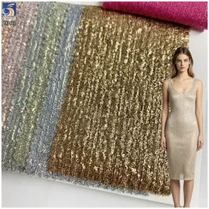 YX1602 Metallic Foil Fabric Firm Knit 100 Polyester Material for Corset Bodice Evening Gown and Structured Fashion