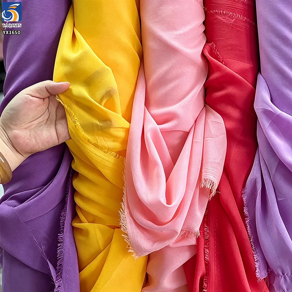 YX1650 100D Polyester Chiffon Fabric High Quality Anti Wrinkle Good Drape Georgette for Clothing Scarf Hijab Wedding Dress