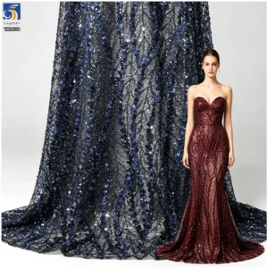 YX1559 Wholesale Sequin Embroidered Lace Fabric Sparkle Mesh Textile for Dresses Gowns and Garment Making