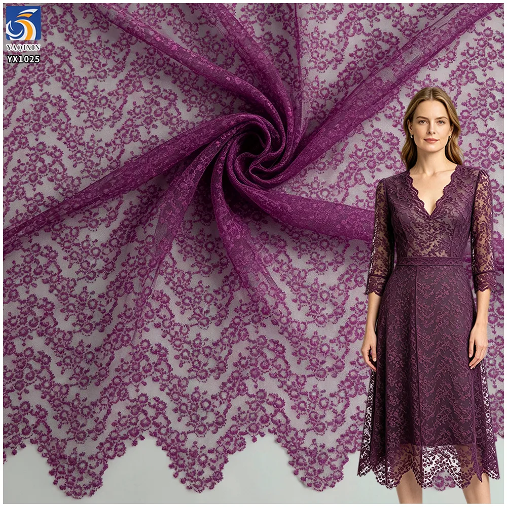 YX1025 New Trends and New Materials Customization Embroidery Mesh Fabric Samples Available in 7 Days Apparel Dress Tulle Fabric