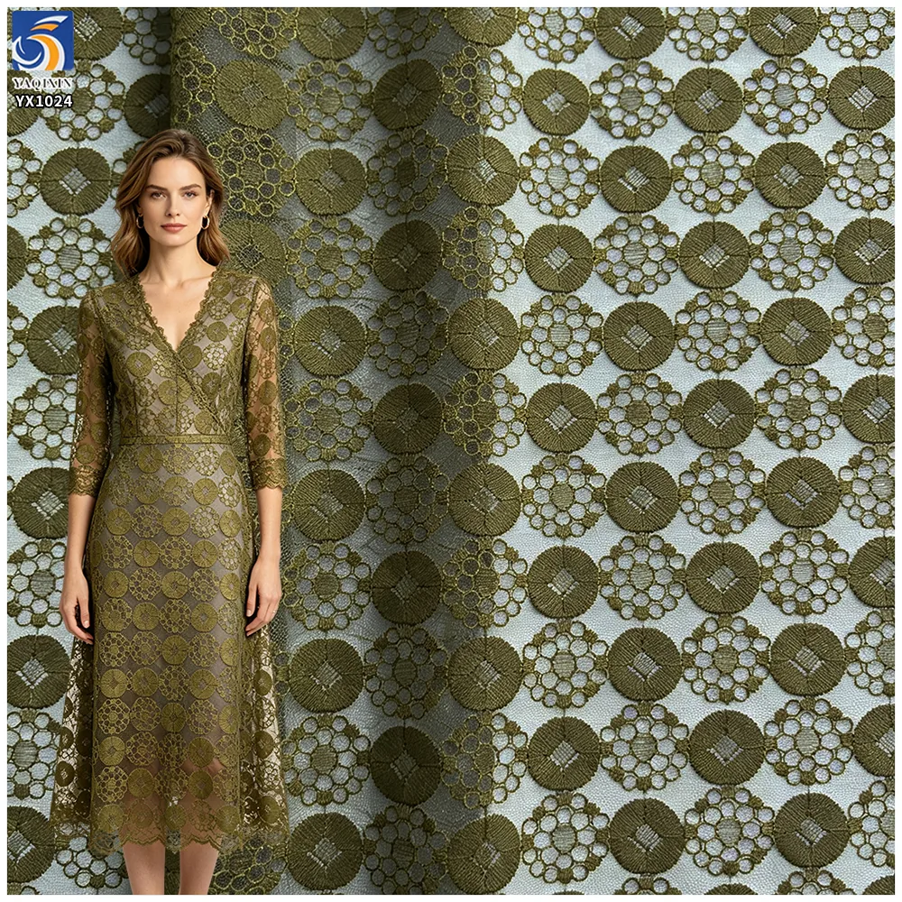 YX1024 Customer's Luxury Brand Logo Embroidered Tulle Fabrics 300 Yards of 3-Day Pattern Custom Embroidered Mesh Fabric