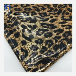 YX787 Wholesale Popular Knitted 95% Polyester 5% Spandex Four-Way Stretch Snake Leopard Print Gold Foil Print Fabric