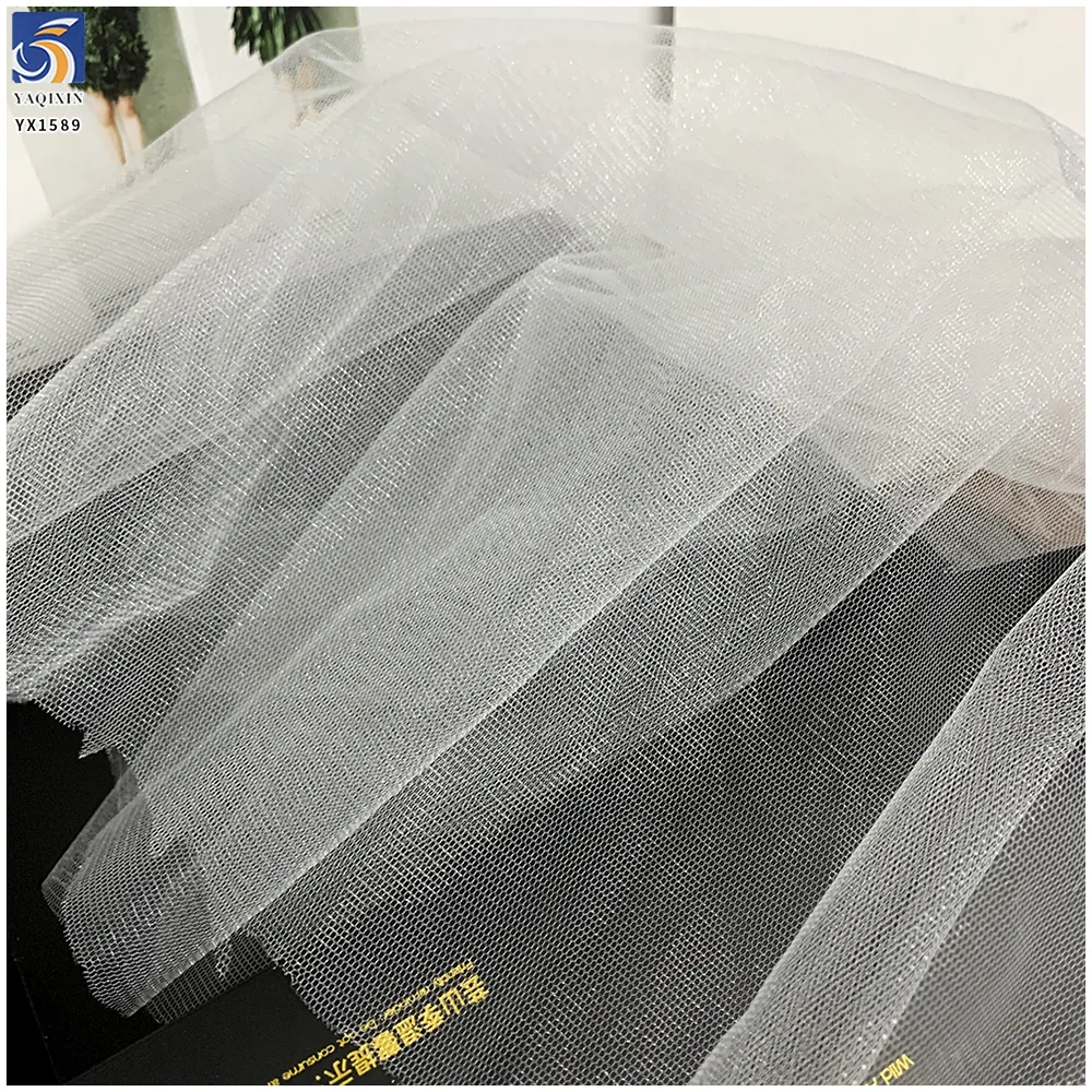 YX1589 Glossy Tulle Fabric Sheer Transparent Mesh 20D Polyester for Bridal Wedding Gowns and Evening Dresses