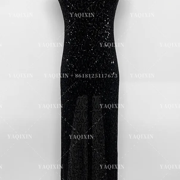 YX1148 130gsm Thick Silver Thread Bright Silk Composite Polyester Knitted Pleated Sequin Fabric 3mm Sequin Fabric for Dress