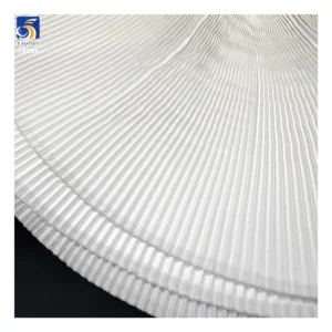 YX936-1 Customized White Polyester 1cm Pleated Accordion Satin Fabric for High-End Party Dresses Liquid Satin Pleated Fabric