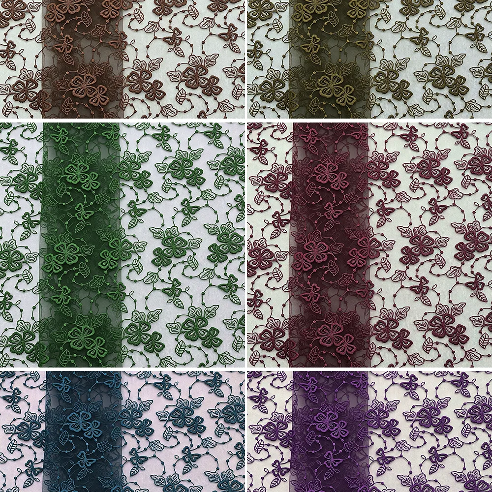 YX1028 Purple Embroidery Tulle Mesh Fabrics Textiles for Girls Short Skirt Lightweight Tulle Fabric Clothing-Skirt